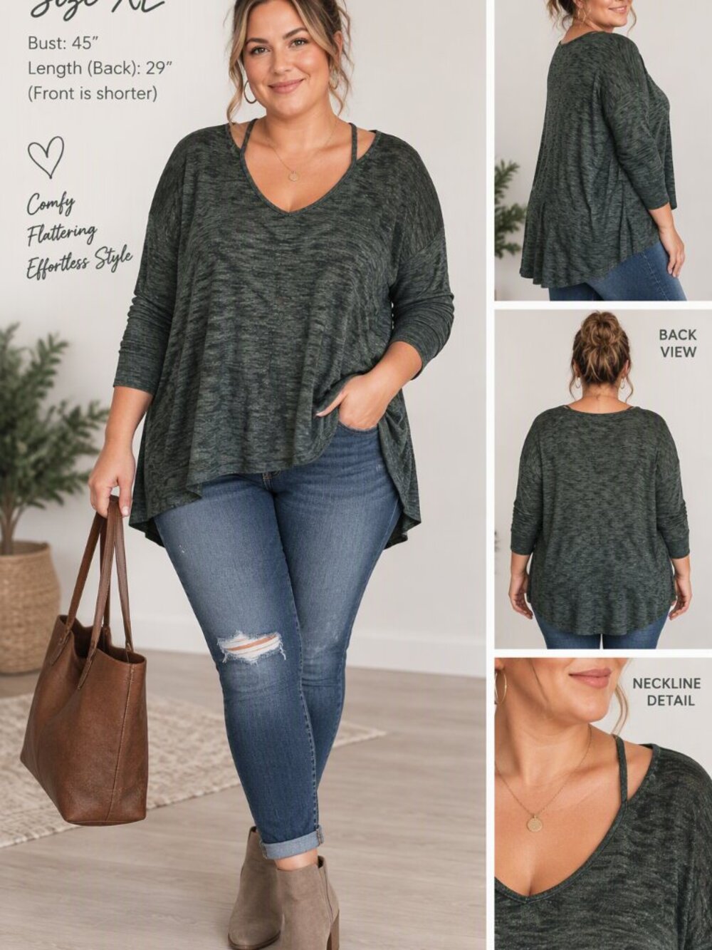 Juicy Couture Forest Green Burnout Knit Heathered Top Shirt XL Boho Y2K Grunge